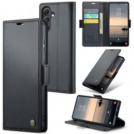 Köp CaseMe Slim Plånboksfodral RFID-skydd Samsung Galaxy S23 FE Svart Online